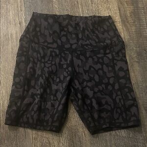 Black Textured Bike Shorts for Active Wear